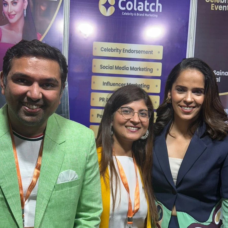 The Colatch team with badminton champion Saina Nehwal at the Colatch stand